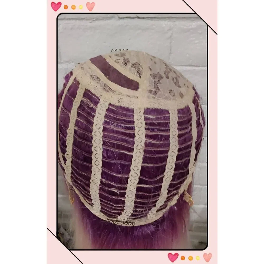 Gorgeous Light Blonde & Magenta Human Hair Blend Wig